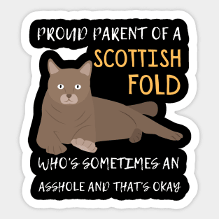 Proud Parents of Scottish Fold Pet Cat Sticker